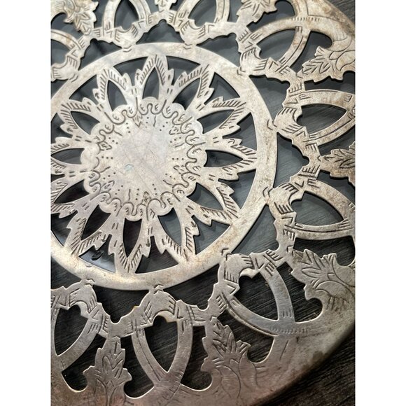 Vintage Raimond #254 Silverplate Glass Round Trivet Hot Plate 6" Diameter Spain - Picture 2 of 7
